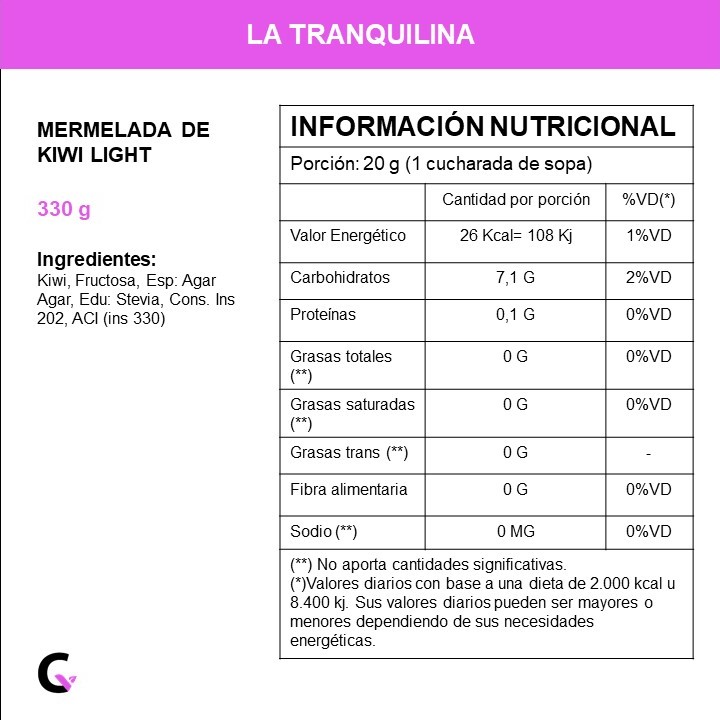 Mermelada de KIWI LIGHT x330g - La Tranquilina