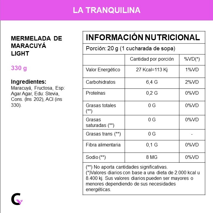 Mermelada de MARACUYA LIGHT x330g - La Tranquilina