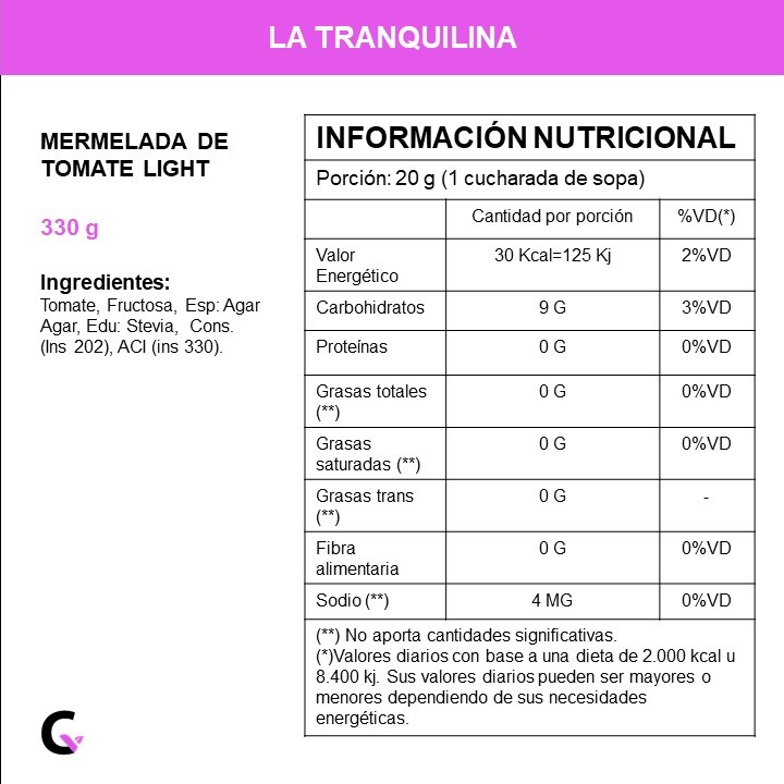 Mermelada de TOMATE LIGHT x330g - La Tranquilina