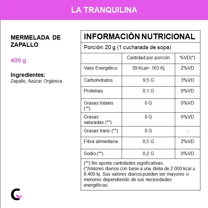 Mermelada de ZAPALLO x400g - La Tranquilina