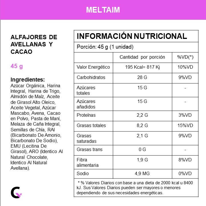 Caja x12 alfajores AVELLANAS y CACAO - Meltaim