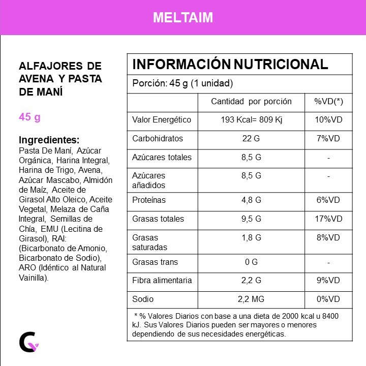 Caja x12 alfajores AVENA y PASTA DE MANI - Meltaim