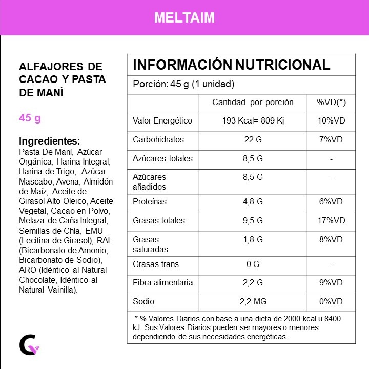 Caja x12 alfajores CACAO y PASTA DE MANI - Meltaim