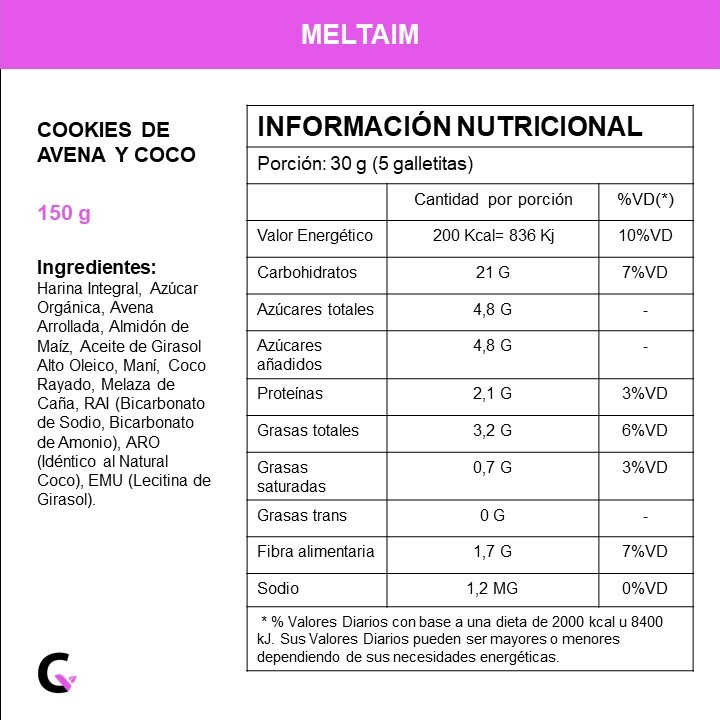 Cookies de AVENA y COCO - Meltaim