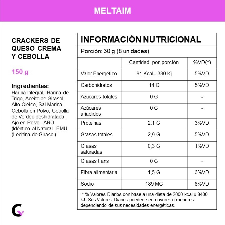 Crackers de QUESO CREMA y CEBOLLA - Meltaim