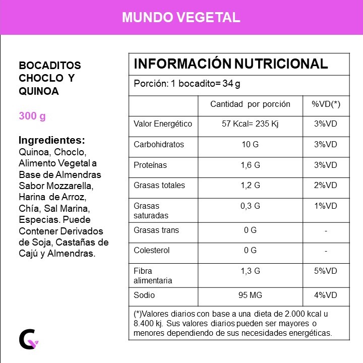 Bocaditos de CHOCLO y quinoa x300g - Mundo Vegetal