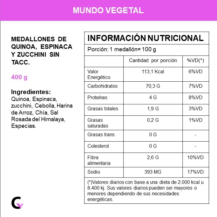 Medallones de QUINOA, espinaca y zucchini x4u - Mundo Vegetal