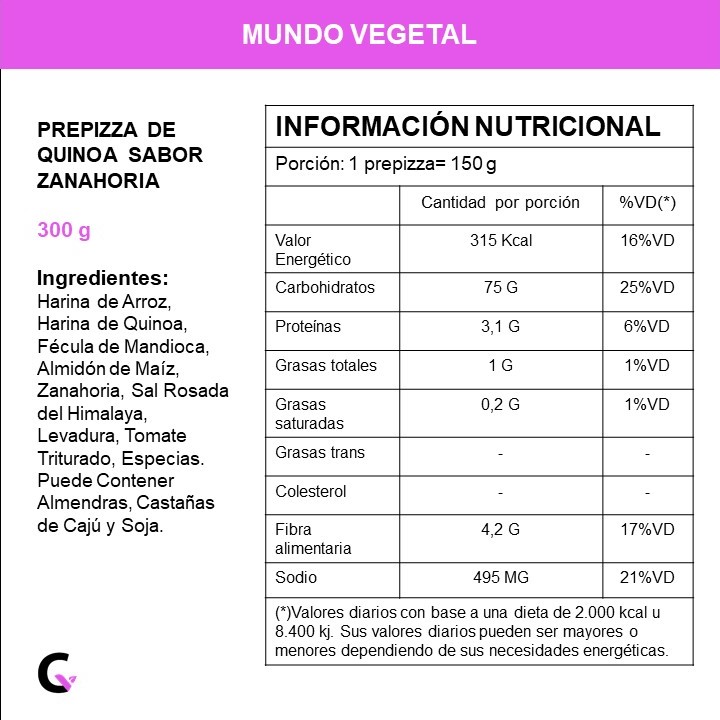 PREPIZZA de zanahoria x2u - Mundo Vegetal