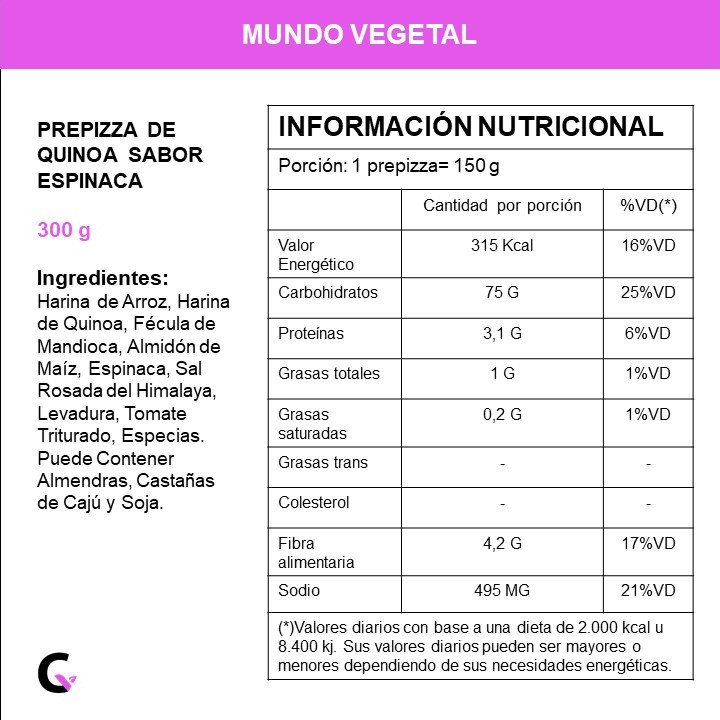 PREPIZZA espinaca x2u - Mundo Vegetal