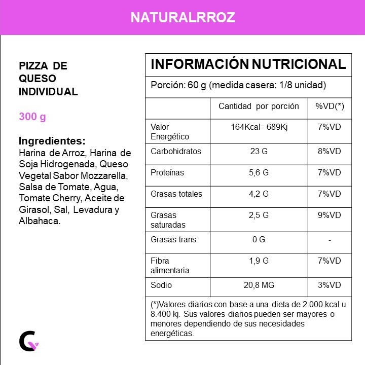 Pizza queso individual x300g - Naturalrroz