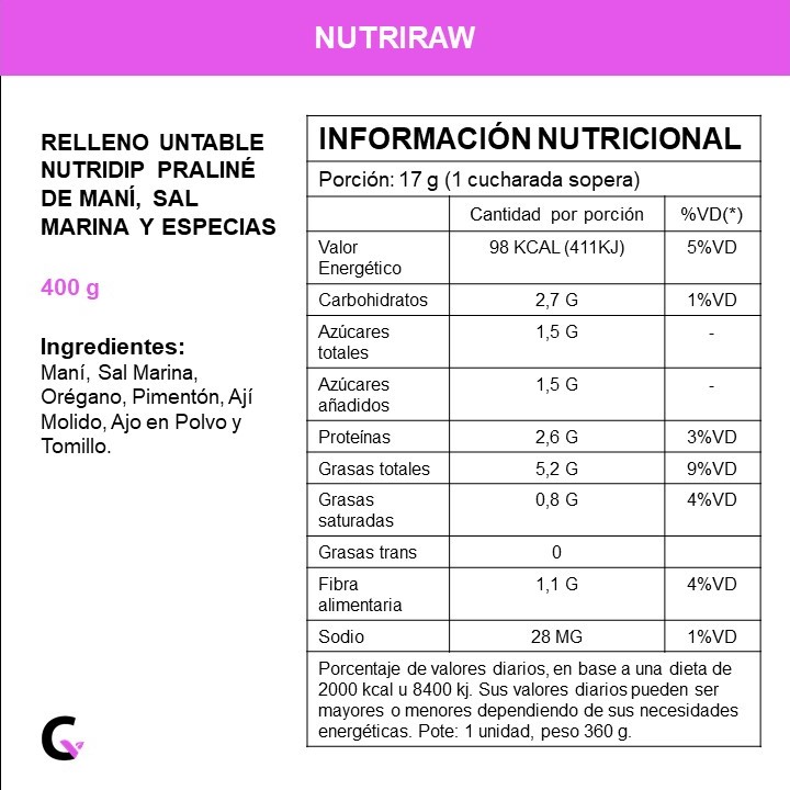 NUTRIDIP - mani, sal marina y especias x450g - Nutriraw