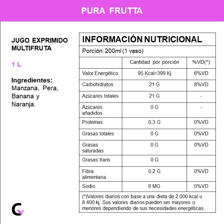 Jugo natural MULTIFRUTA x1l - Pura Frutta