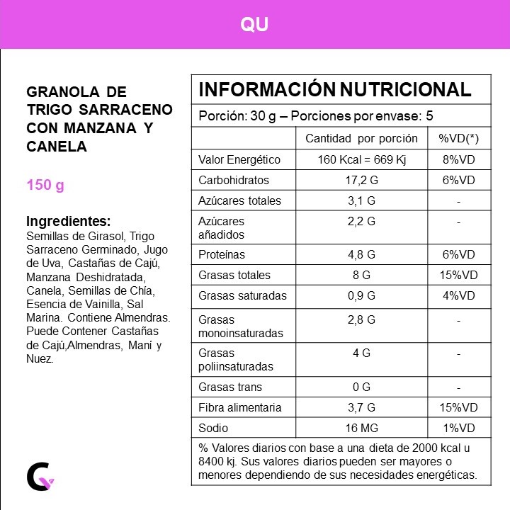 Granola de TRIGO SARRACENO con MANZANA y CANELA - QU S.A.