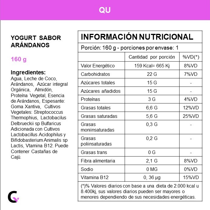 Yogur sabor ARANDANOS - QU S.A.