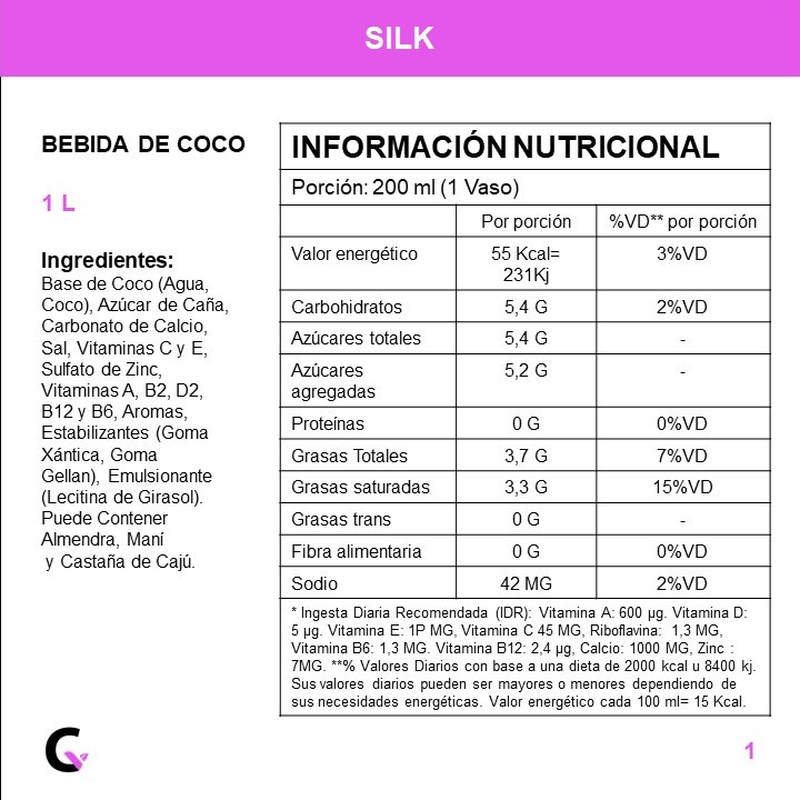 BEBIDA de COCO x1l - Silk