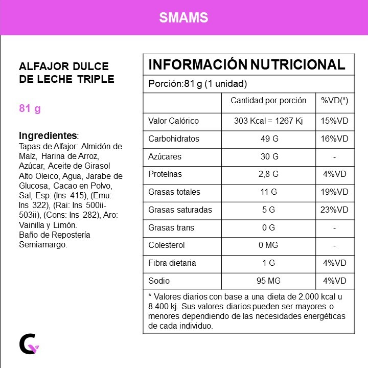 ALFAJORES x4 TRIPLE de CHOCOLATE c/DDL - Smams