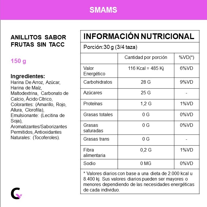 Anillitos frutales x150g - Smams