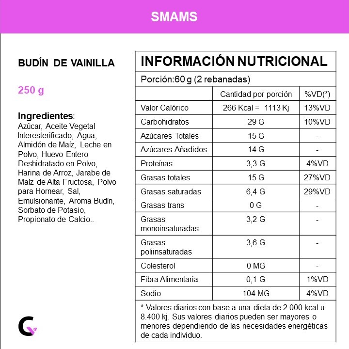 BUDIN de VAINILLA x250g - Smams