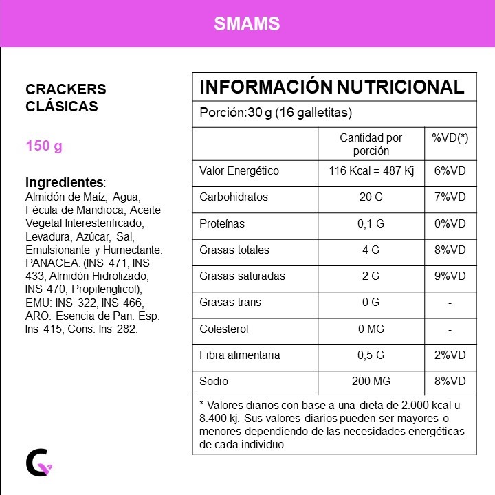 Crackers CLASICAS x150g - Smams