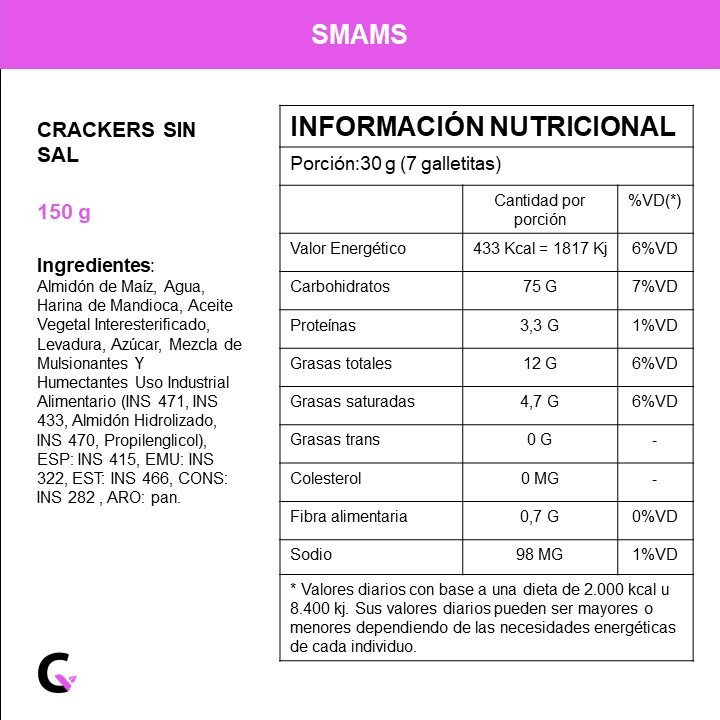 Crackers S/SAL x150g - Smams