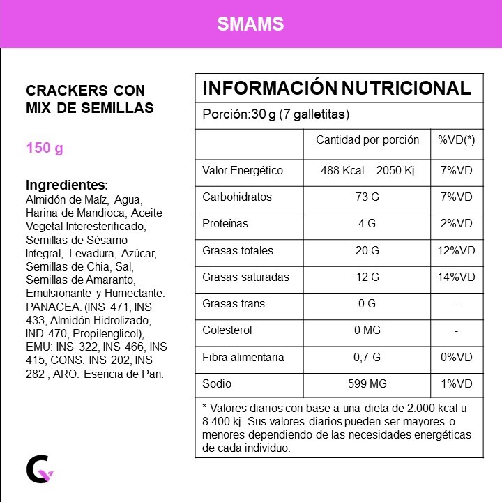 Crackers con MIX de SEMILLAS x150g - Smams