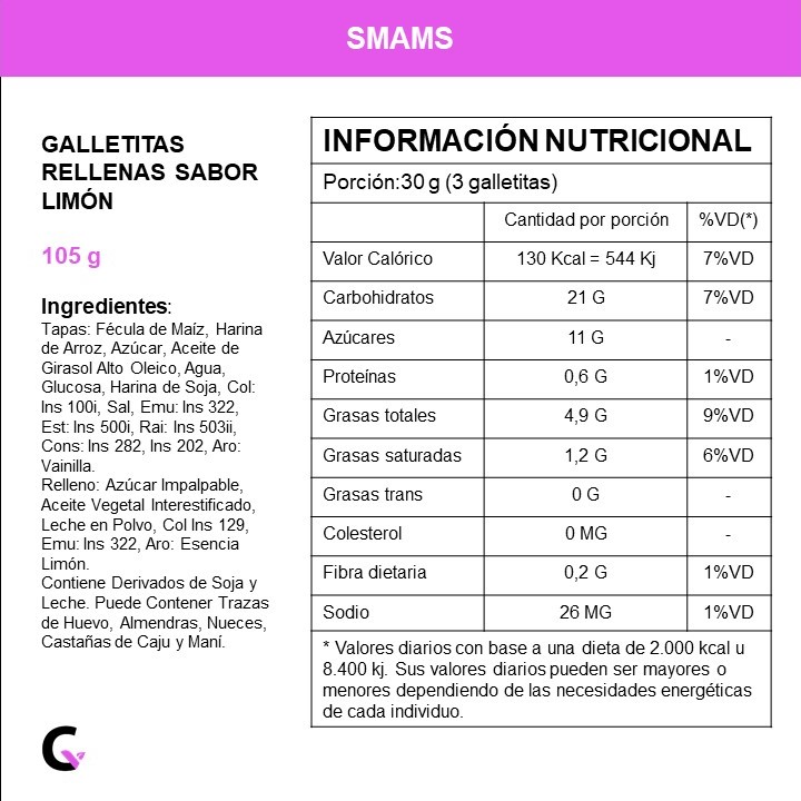 Galletitas rellenas sabor LIMON - Smams