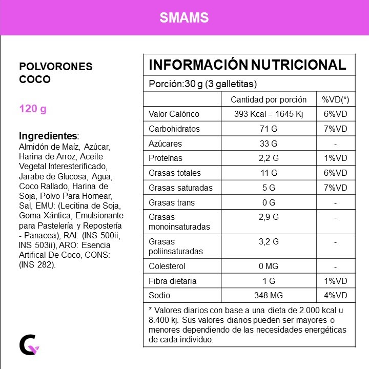 Polvorones COCO x130g - Smams