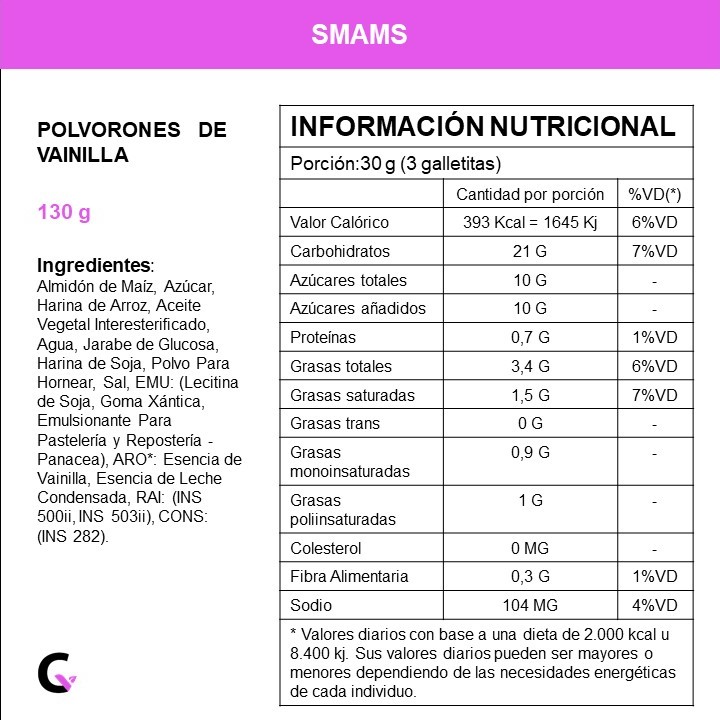 Polvorones de VAINILLA x130g - Smams