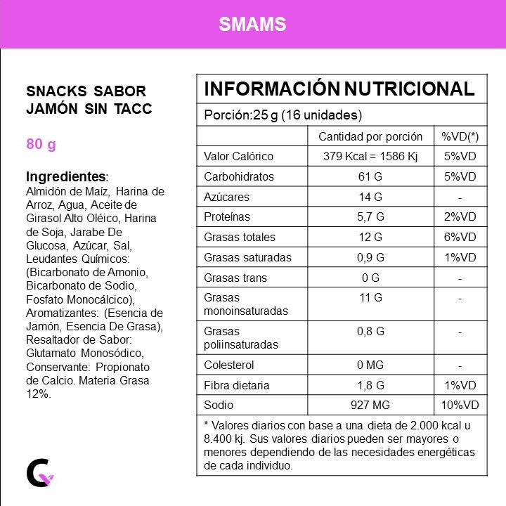 Snacks sabor jamon x80g - Smams