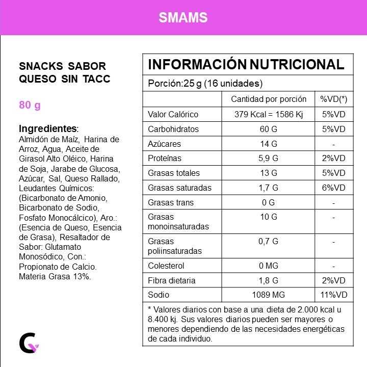 Snacks sabor QUESO x80g - Smams