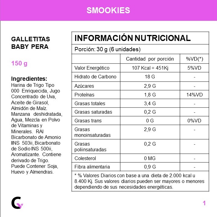 Galletitas Baby de PERA x150g - Smookies