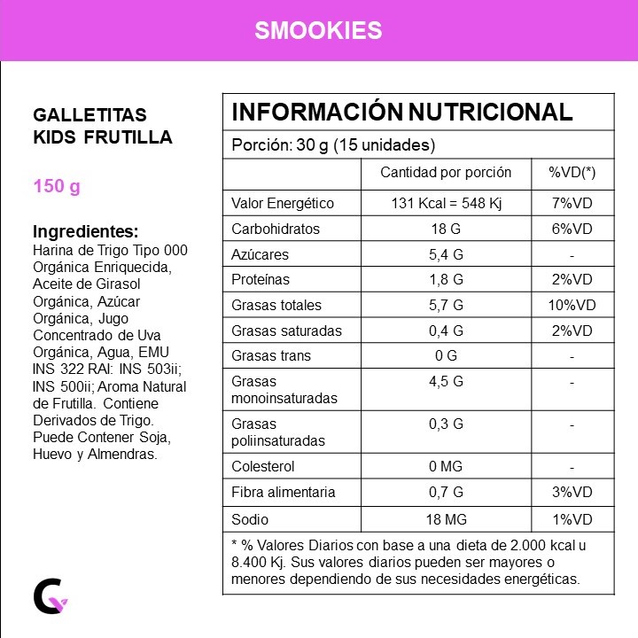 Galletitas kids de FRUTILLA x120g - Smookies