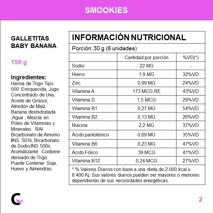 Galletitas Baby de BANANA x150g - Smookies