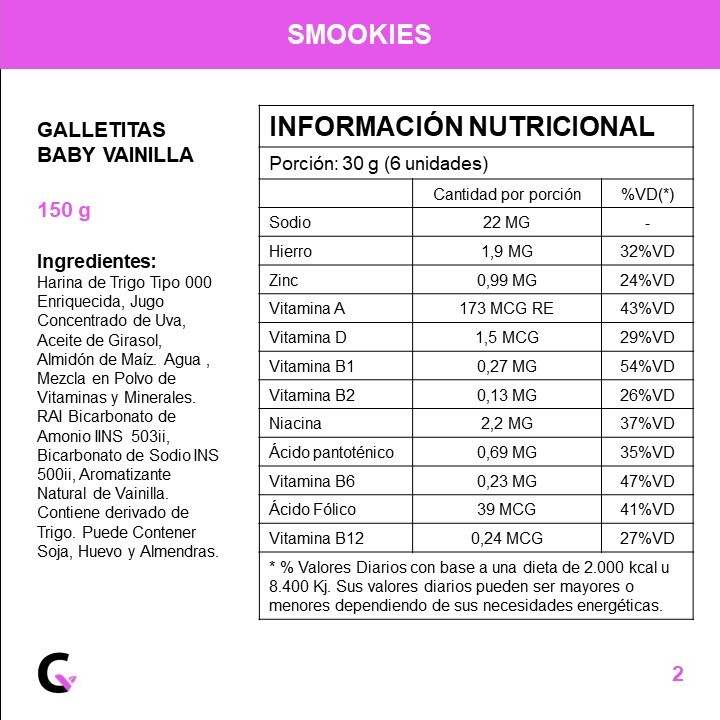 Galletitas Baby de VAINILLA x150g - Smookies