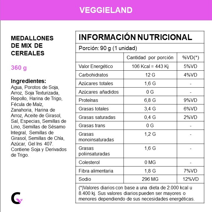 Medallones de MIX DE CEREALES x4 unidades - Veggieland