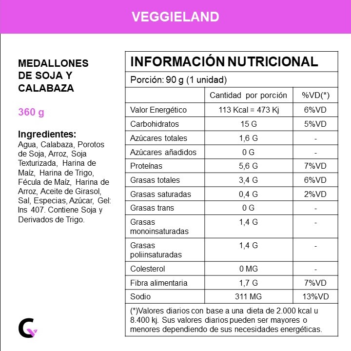 Medallones de SOJA y CALABAZA x4 unidades - Veggieland