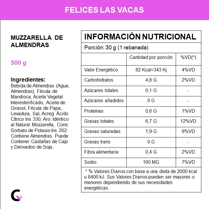 Muzzarella de almendras x500g - Felices