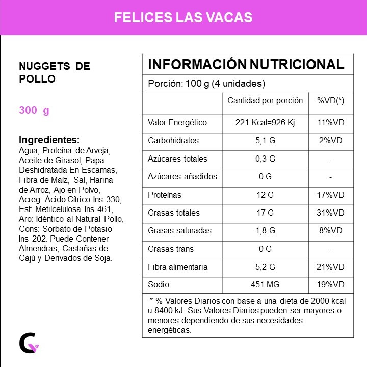 Nuggets de pollo (a base de soja) x300g - Felices