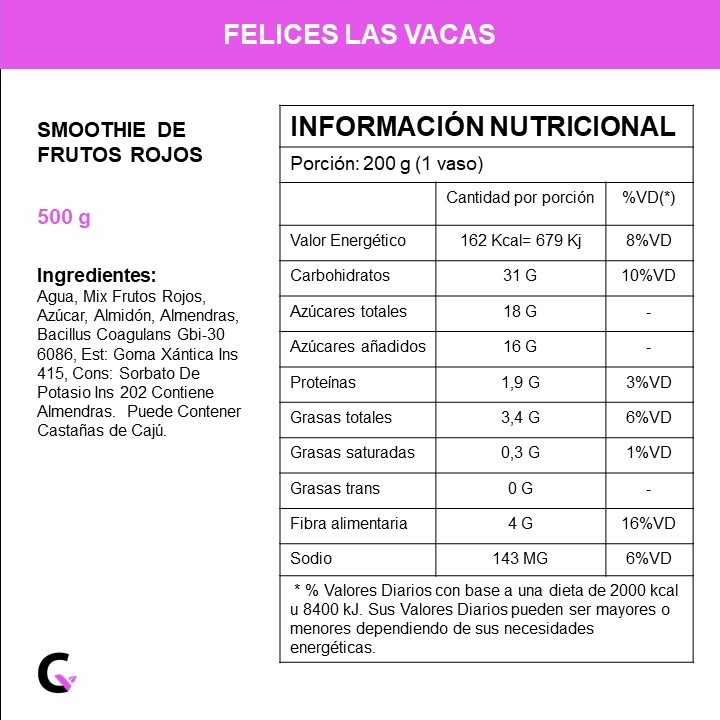 Smoothie de FRUTOS ROJOS x500ml - Felices