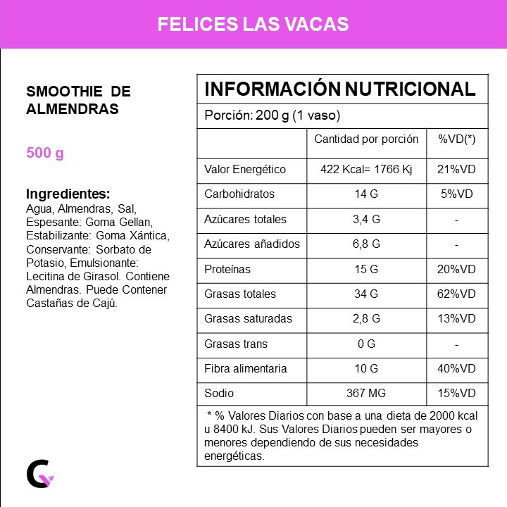 Smoothie de almendras x500ml - Felices