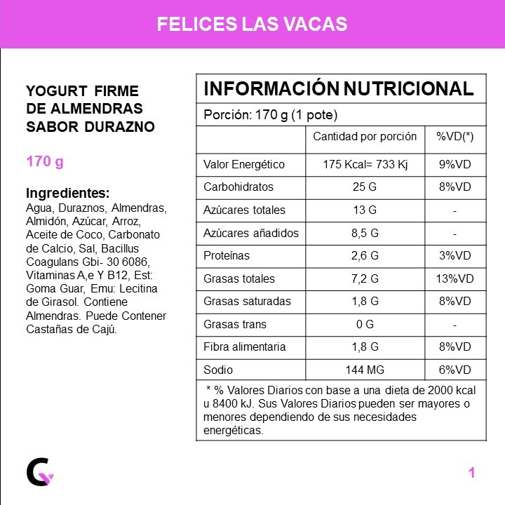 Yogur firme durazno x170g - Felices