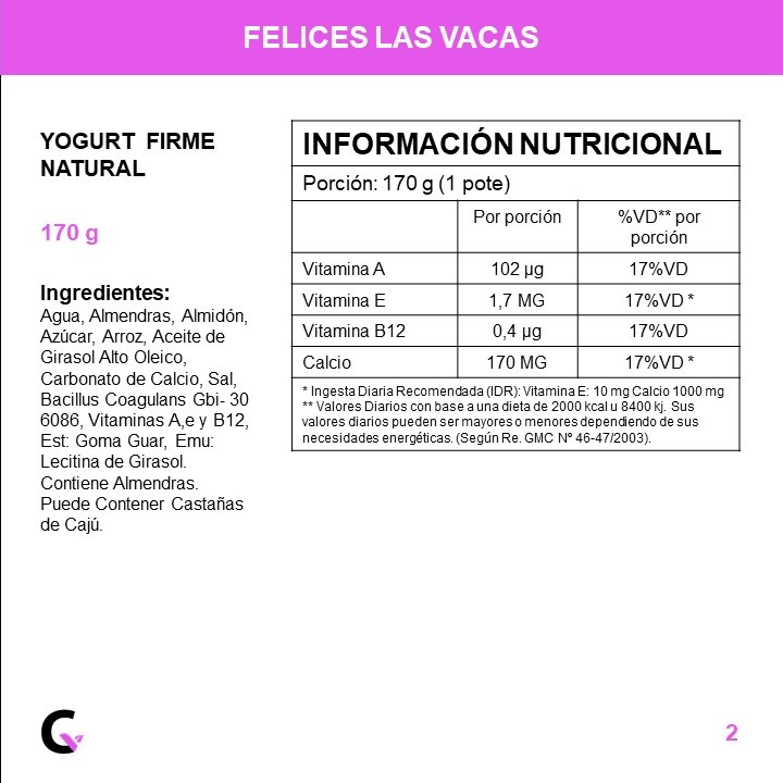 Yogur firme s/azúcar x170g - Felices