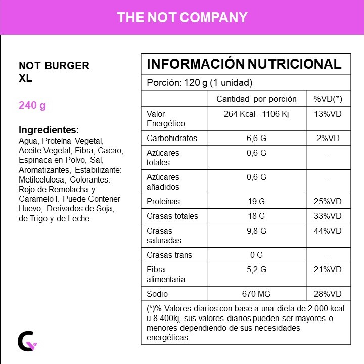 GASTRONOMICO - Burguer XL 2u x120g - NotCo