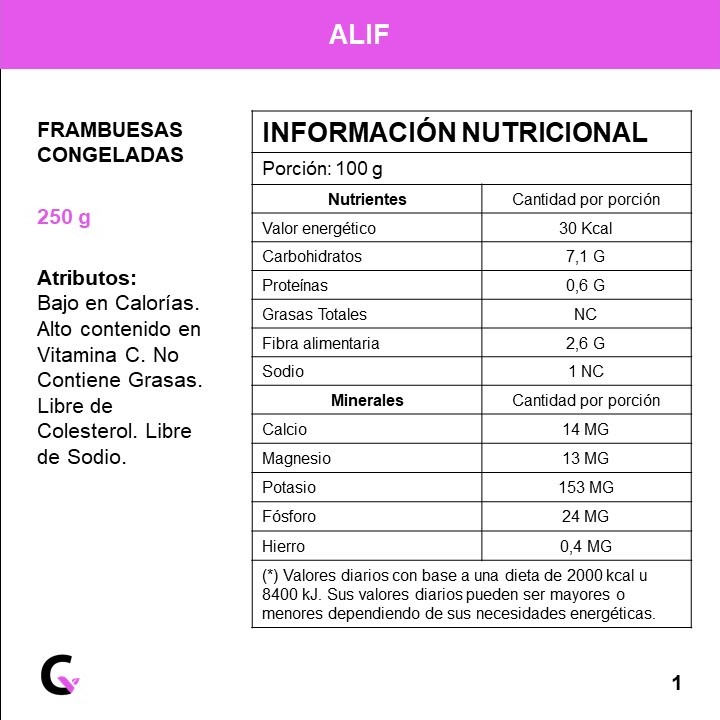 FRAMBUESAS congeladas x250g - Alif