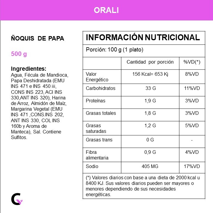 ÑOQUIS de papa SIN TACC x500g - Orali