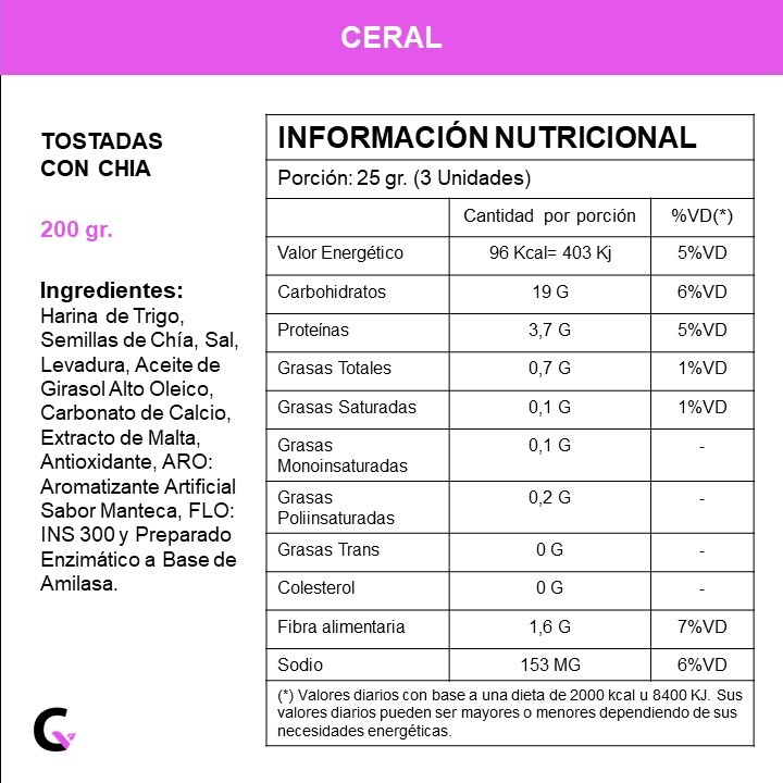 TOSTADAS con CHIA x200g - Ceral