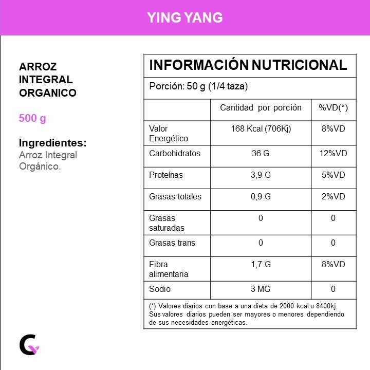 ARROZ INTEGRAL orgánico x500g