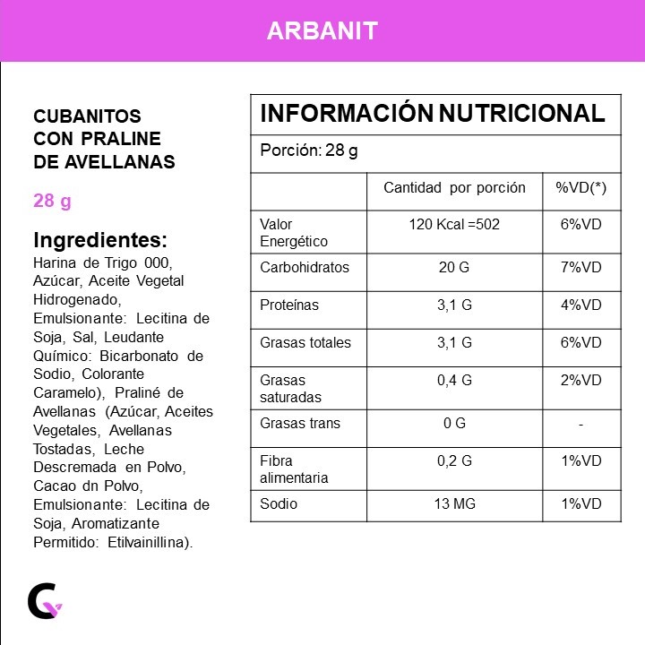 CUBANITOS con AVELLANAS x12 unid - Arbanit