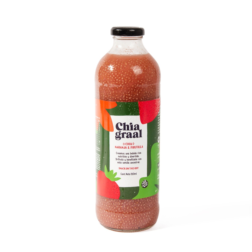 Jugo de chía, FRUTILLA y NARANJA x910ml - Chia graal