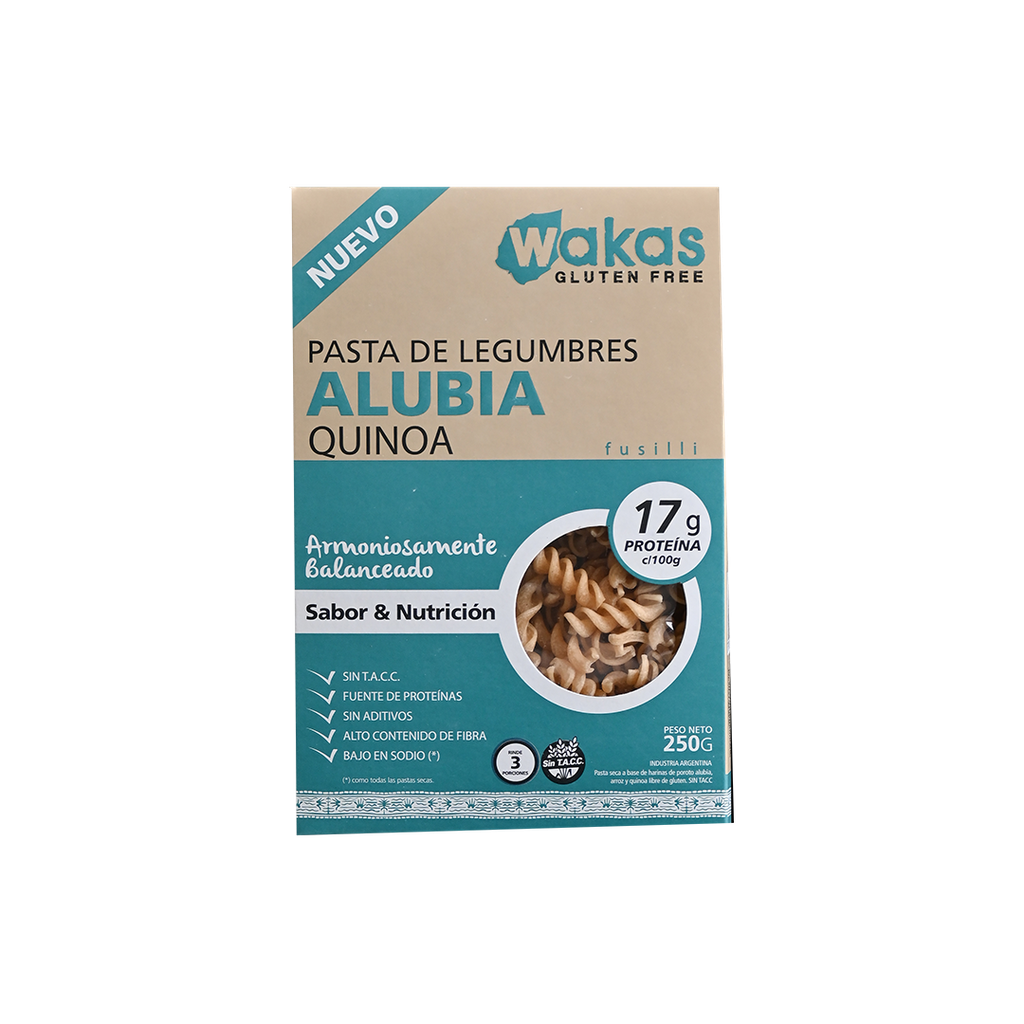 Pasta proteica fusilli POROTOS ALUBIA y QUINOA x250g - Wakas